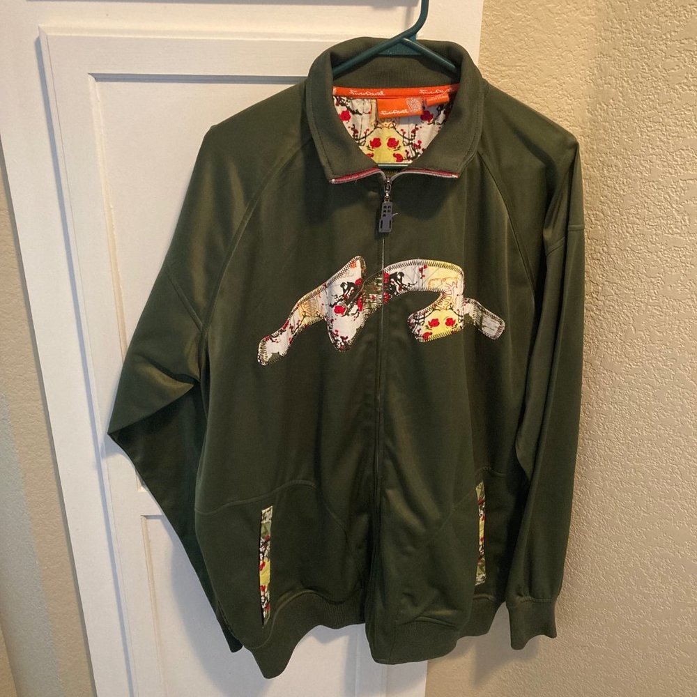 Five Pointz cherry blossom Sakura green men's zip up long sleeve Y2K jacket